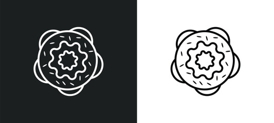 jewish bagels line icon in white and black colors. jewish bagels flat vector icon from jewish bagels collection for web, mobile apps and ui.