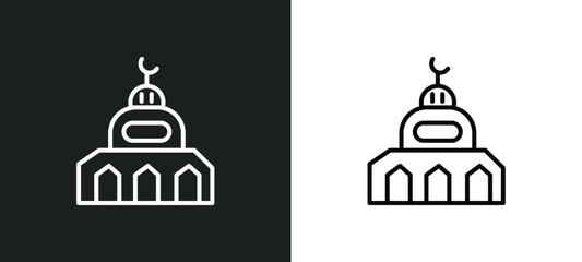 small mosque line icon in white and black colors. small mosque flat vector icon from small mosque collection for web, mobile apps and ui.