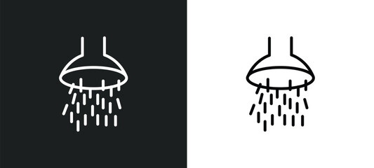 shower head and water line icon in white and black colors. shower head and water flat vector icon from shower head water collection for web, mobile apps ui.