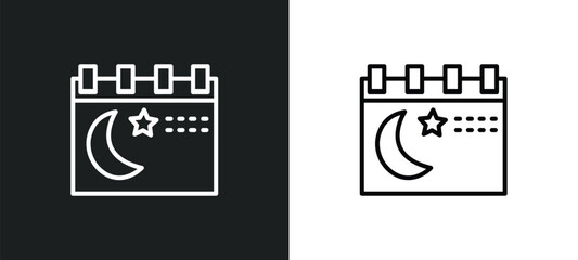 ramadan month line icon in white and black colors. ramadan month flat vector icon from ramadan month collection for web, mobile apps and ui.