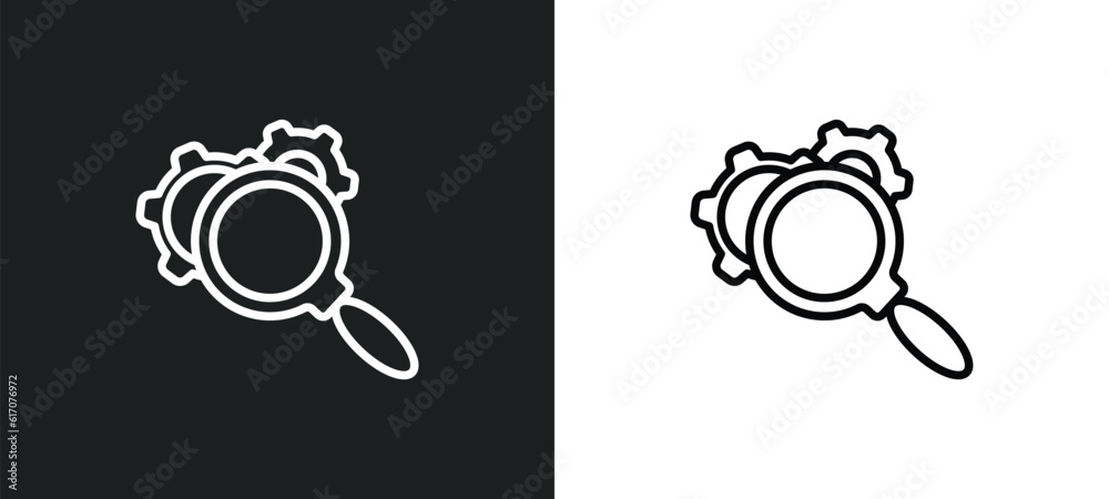 Poster optimization line icon in white and black colors. optimization flat vector icon from optimization co