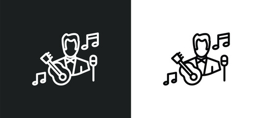 musician line icon in white and black colors. musician flat vector icon from musician collection for web, mobile apps and ui.