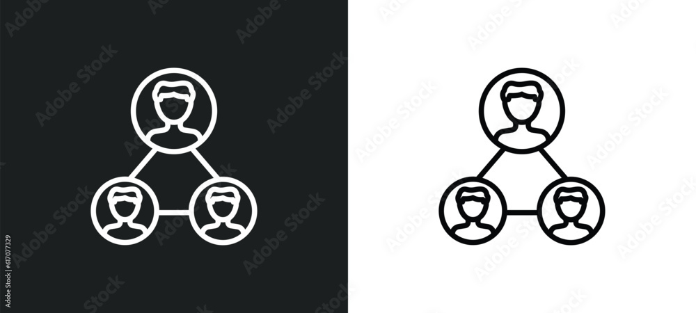 Poster networking connection line icon in white and black colors. networking connection flat vector icon fr