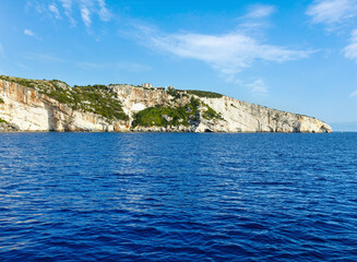Fototapeta na wymiar View of Blue Caves from boat (Zakynthos, Greece, Cape Skinari )