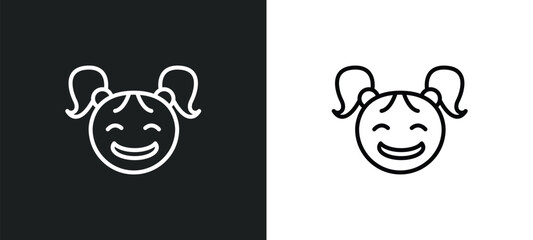 baby smile line icon in white and black colors. baby smile flat vector icon from baby smile collection for web, mobile apps and ui.