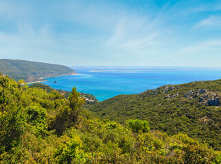 Summer sea coast landscape. View from Nature Park of Arrabida  in Setubal, Portugal.