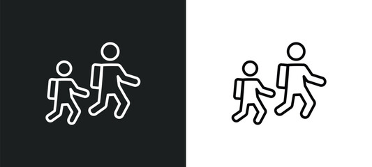 walking to school line icon in white and black colors. walking to school flat vector icon from walking to school collection for web, mobile apps and ui.