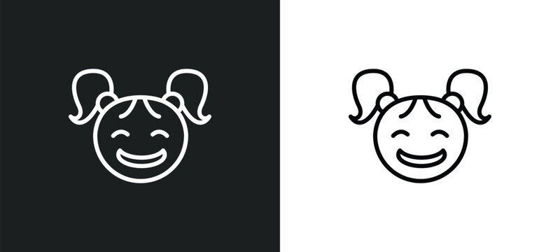 baby smile line icon in white and black colors. baby smile flat vector icon from baby smile collection for web, mobile apps and ui.