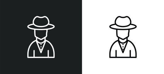 spanish man line icon in white and black colors. spanish man flat vector icon from spanish man collection for web, mobile apps and ui.