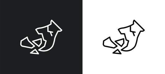 broken vase line icon in white and black colors. broken vase flat vector icon from broken vase collection for web, mobile apps and ui.