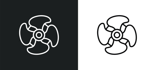 ship engine propeller line icon in white and black colors. ship engine propeller flat vector icon from ship engine propeller collection for web, mobile apps and ui. - obrazy, fototapety, plakaty