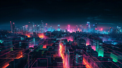 "Neon Horizons: Embracing the Technological Tapestry of Urban Life