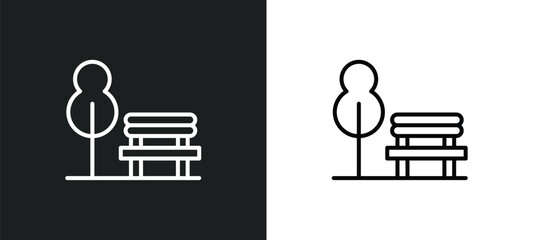 park bench line icon in white and black colors. park bench flat vector icon from park bench collection for web, mobile apps and ui.