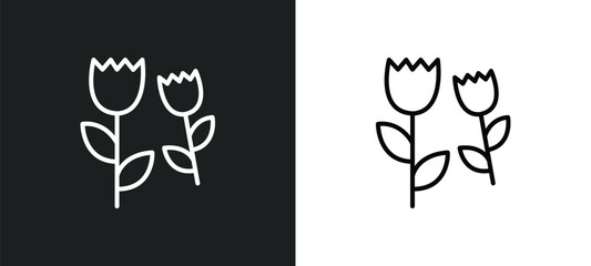 pair of flowers line icon in white and black colors. pair of flowers flat vector icon from pair of flowers collection for web, mobile apps and ui.