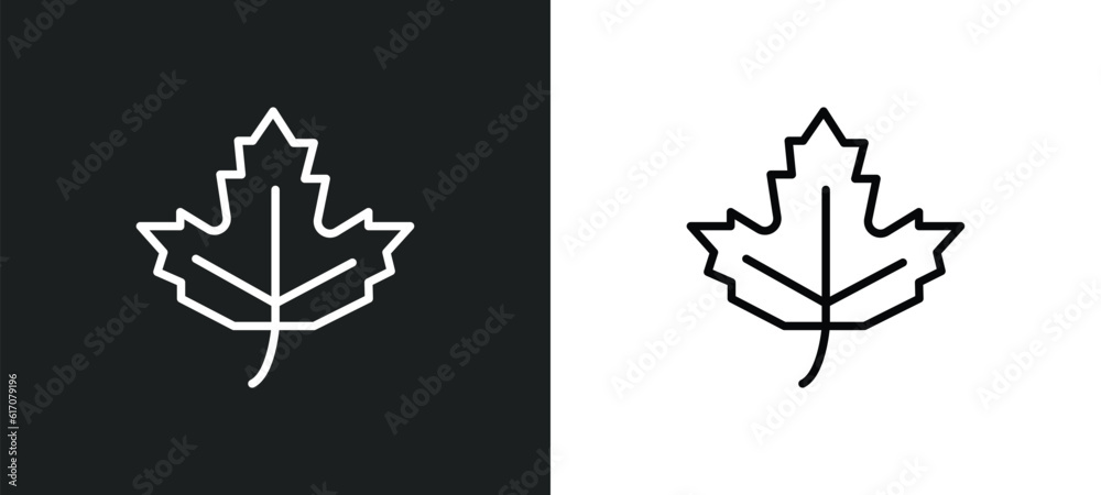 Poster maple line icon in white and black colors. maple flat vector icon from maple collection for web, mob