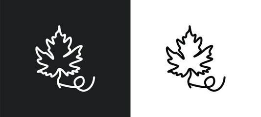 grape leaf line icon in white and black colors. grape leaf flat vector icon from grape leaf collection for web, mobile apps and ui.