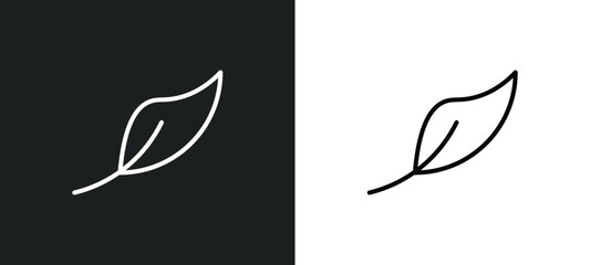 orange leaf line icon in white and black colors. orange leaf flat vector icon from orange leaf collection for web, mobile apps and ui.