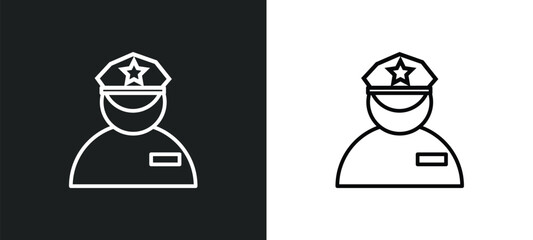 security guard line icon in white and black colors. security guard flat vector icon from security guard collection for web, mobile apps and ui.