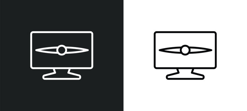 television screen off line icon in white and black colors. television screen off flat vector icon from television screen off collection for web, mobile apps and ui.