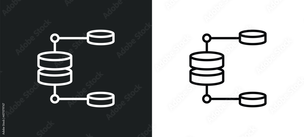 Poster data flow line icon in white and black colors. data flow flat vector icon from data flow collection 