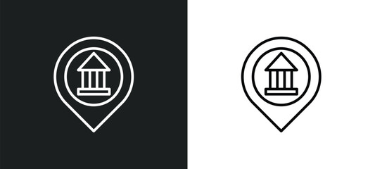 museum map line icon in white and black colors. museum map flat vector icon from museum map collection for web, mobile apps and ui.