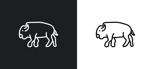 buffalo line icon in white and black colors. buffalo flat vector icon from buffalo collection for web, mobile apps and ui.