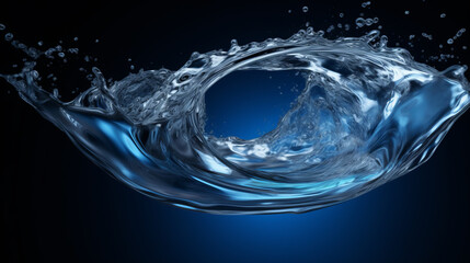 Fototapeta na wymiar A vibrant blue water splash on a dark black background