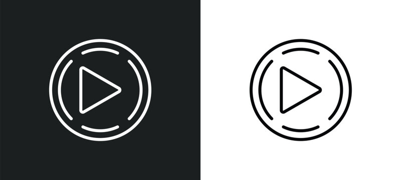 play buttom line icon in white and black colors. play buttom flat vector icon from play buttom collection for web, mobile apps and ui.