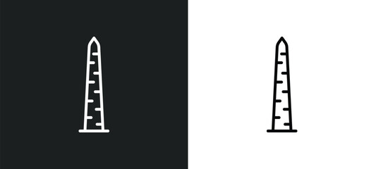 walled obelisk line icon in white and black colors. walled obelisk flat vector icon from walled obelisk collection for web, mobile apps and ui.