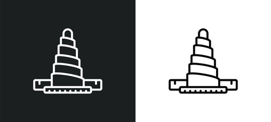 Fototapeta na wymiar great mosque of samarra line icon in white and black colors. great mosque of samarra flat vector icon from great mosque of samarra collection for web, mobile apps and ui.