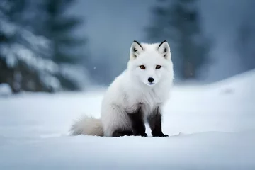 Stickers pour porte Renard arctique arctic fox in the snow