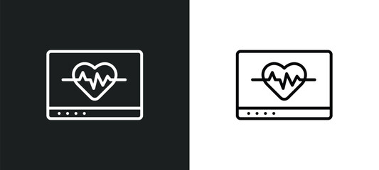 heart rate monitor line icon in white and black colors. heart rate monitor flat vector icon from heart rate monitor collection for web, mobile apps and ui.