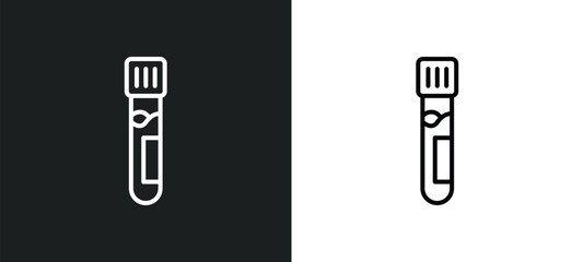 blood analysis line icon in white and black colors. blood analysis flat vector icon from blood analysis collection for web, mobile apps and ui.