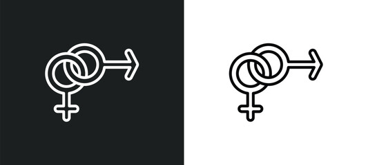 united heterosexual line icon in white and black colors. united heterosexual flat vector icon from united heterosexual collection for web, mobile apps and ui.