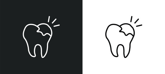 Fototapeta premium caries line icon in white and black colors. caries flat vector icon from caries collection for web, mobile apps and ui.
