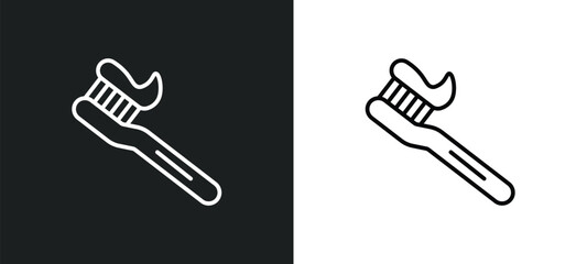 tooth brush line icon in white and black colors. tooth brush flat vector icon from tooth brush collection for web, mobile apps and ui.