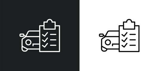 car repair check list line icon in white and black colors. car repair check list flat vector icon from car repair check list collection for web, mobile apps and ui.