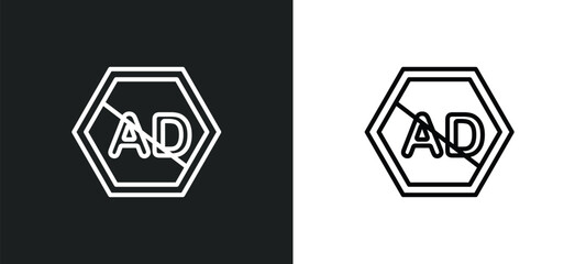 Fototapeta na wymiar ad blocker line icon in white and black colors. ad blocker flat vector icon from ad blocker collection for web, mobile apps and ui.