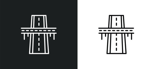 flyover bridge line icon in white and black colors. flyover bridge flat vector icon from flyover bridge collection for web, mobile apps and ui.