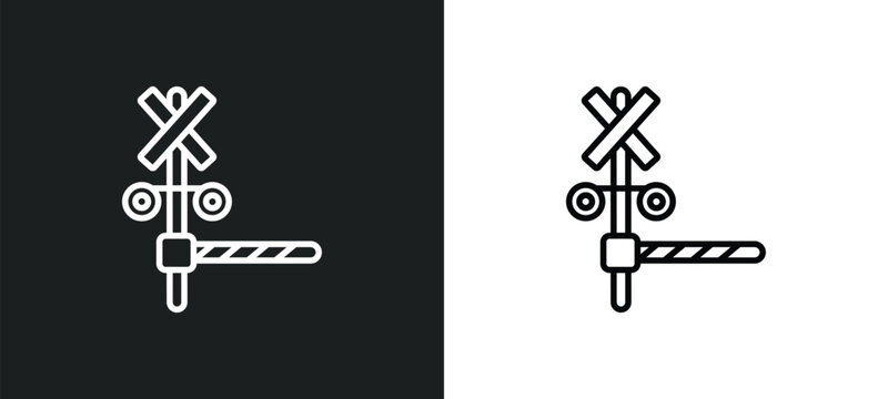 rail crossing line icon in white and black colors. rail crossing flat vector icon from rail crossing collection for web, mobile apps and ui.
