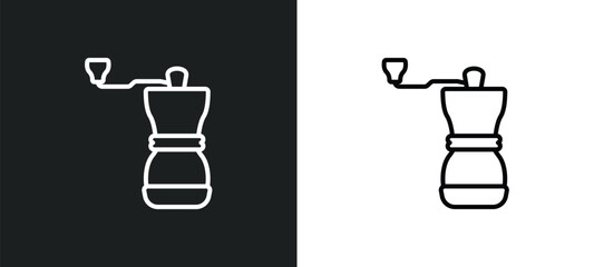 coffee grinder line icon in white and black colors. coffee grinder flat vector icon from coffee grinder collection for web, mobile apps and ui.