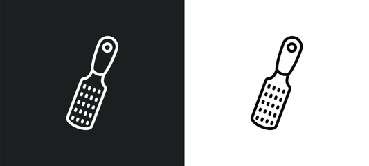 grater line icon in white and black colors. grater flat vector icon from grater collection for web, mobile apps and ui.
