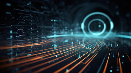 Obraz premium Modern digital abstract 3D background. Copy space. Can be used in the description of network abilities, technological processes, digital storages, science, education, etc.