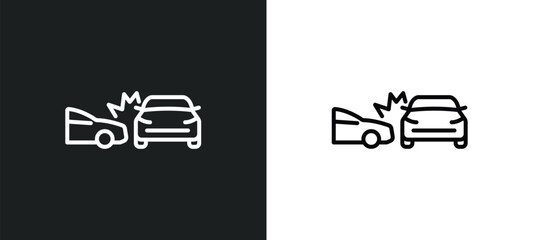 side crash line icon in white and black colors. side crash flat vector icon from side crash collection for web, mobile apps and ui.
