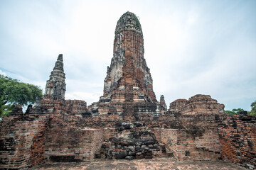 Fototapeta na wymiar Wat Phra Ram, a restored temple ruin located on Ayutthaya's city island inside the Historical Park, Thailand