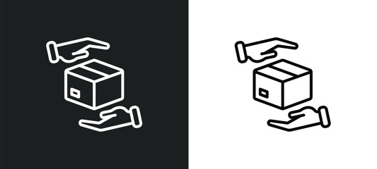 moving insurance line icon in white and black colors. moving insurance flat vector icon from moving insurance collection for web, mobile apps and ui.