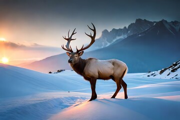 roosevelt elk in the snow