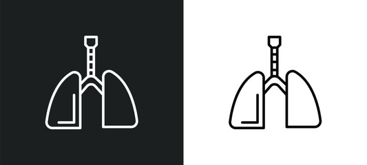 respiratory system line icon in white and black colors. respiratory system flat vector icon from respiratory system collection for web, mobile apps and ui.