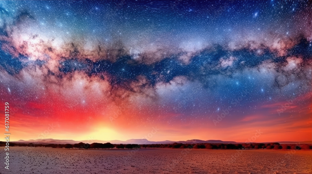 Wall mural sunset in the mountains created with generative ai technology