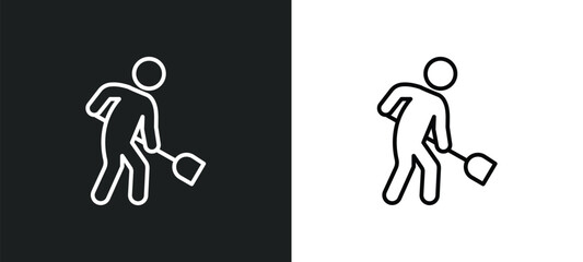 public work line icon in white and black colors. public work flat vector icon from public work collection for web, mobile apps and ui. - obrazy, fototapety, plakaty